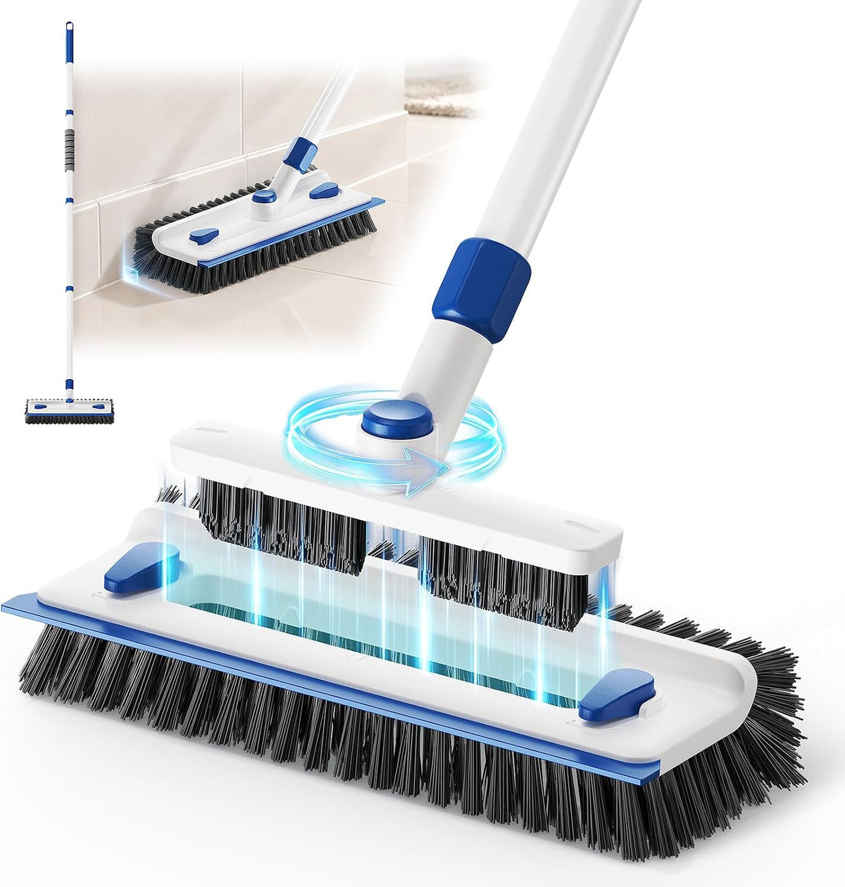 AIR U+ Upgraded 4 in 1 Floor Scrub Brush Long Handle&Detachable Grout Brush