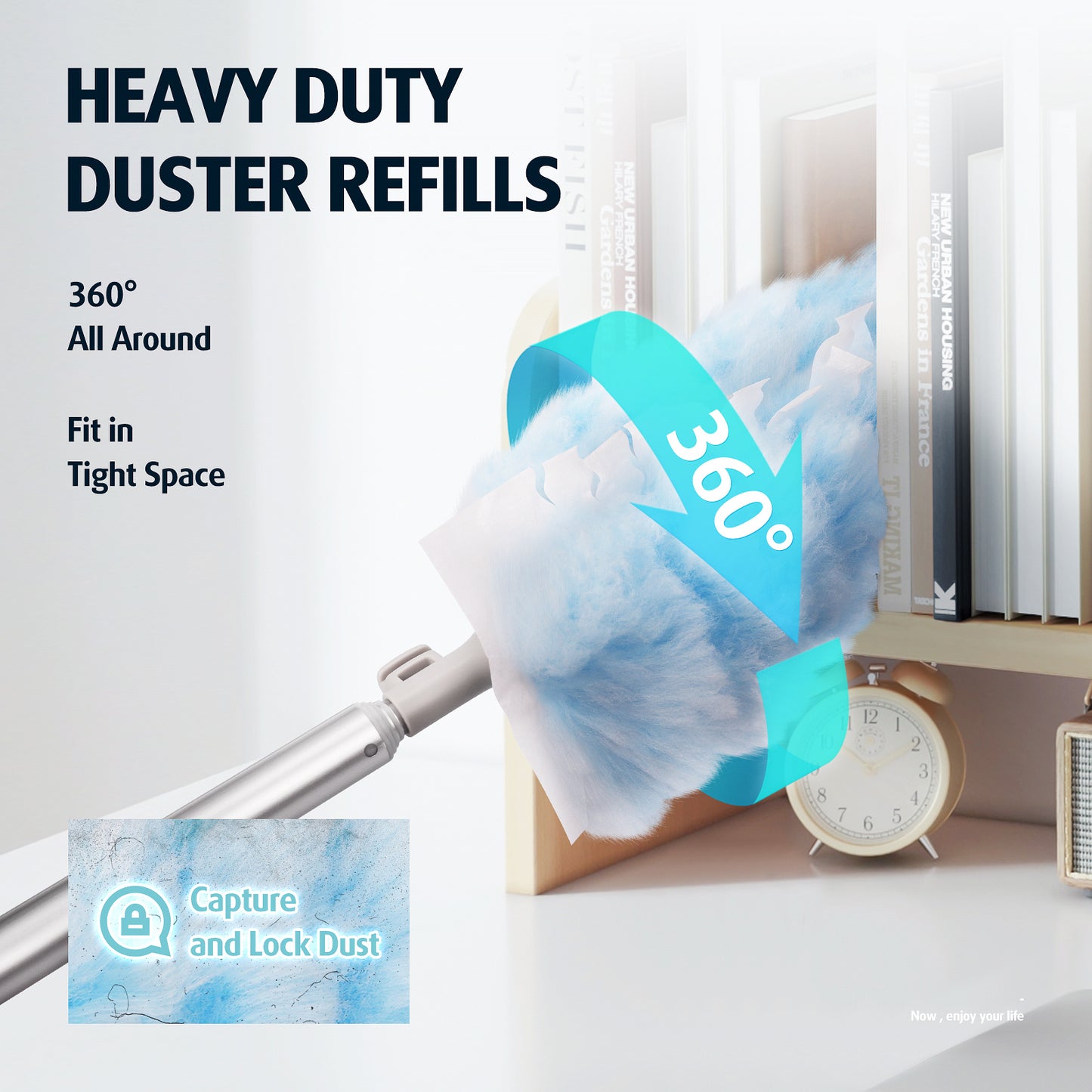 6ft Extendable Duster Handle with 40 Refills, Compatible with Swiffer Duster, Disposable Microfiber Dusting Pads for Home Cleaning, Ceiling, Fan, Window, Hard-to-Reach Areas