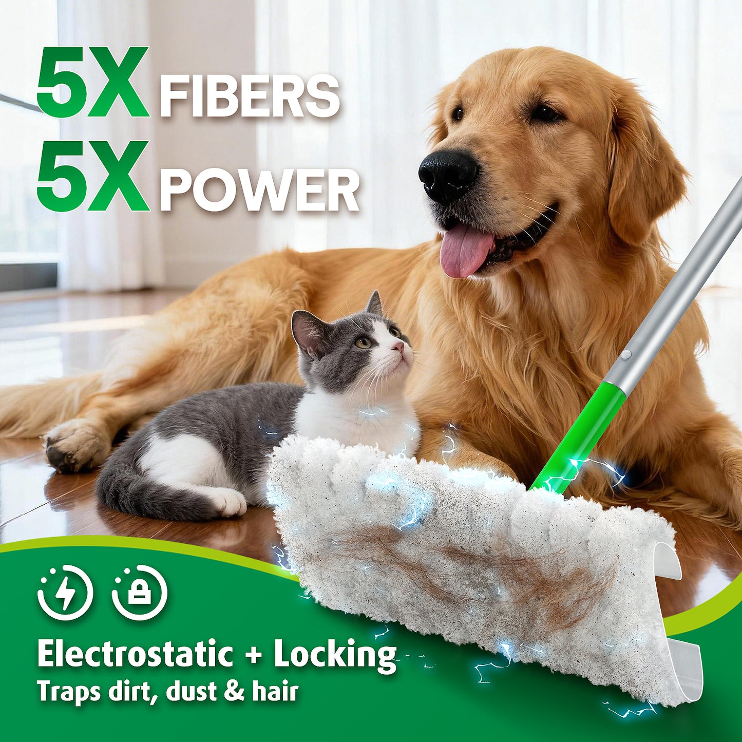 AIR U+ Dry Mop Pads for Swiffer Sweep and Mop, Heavy Duty Pet Dry Sweeper Refills, Sweeping Cloths for Cleaning Hardwood Floor Dust and Hair, Disposable, Unscented, 30 Count
