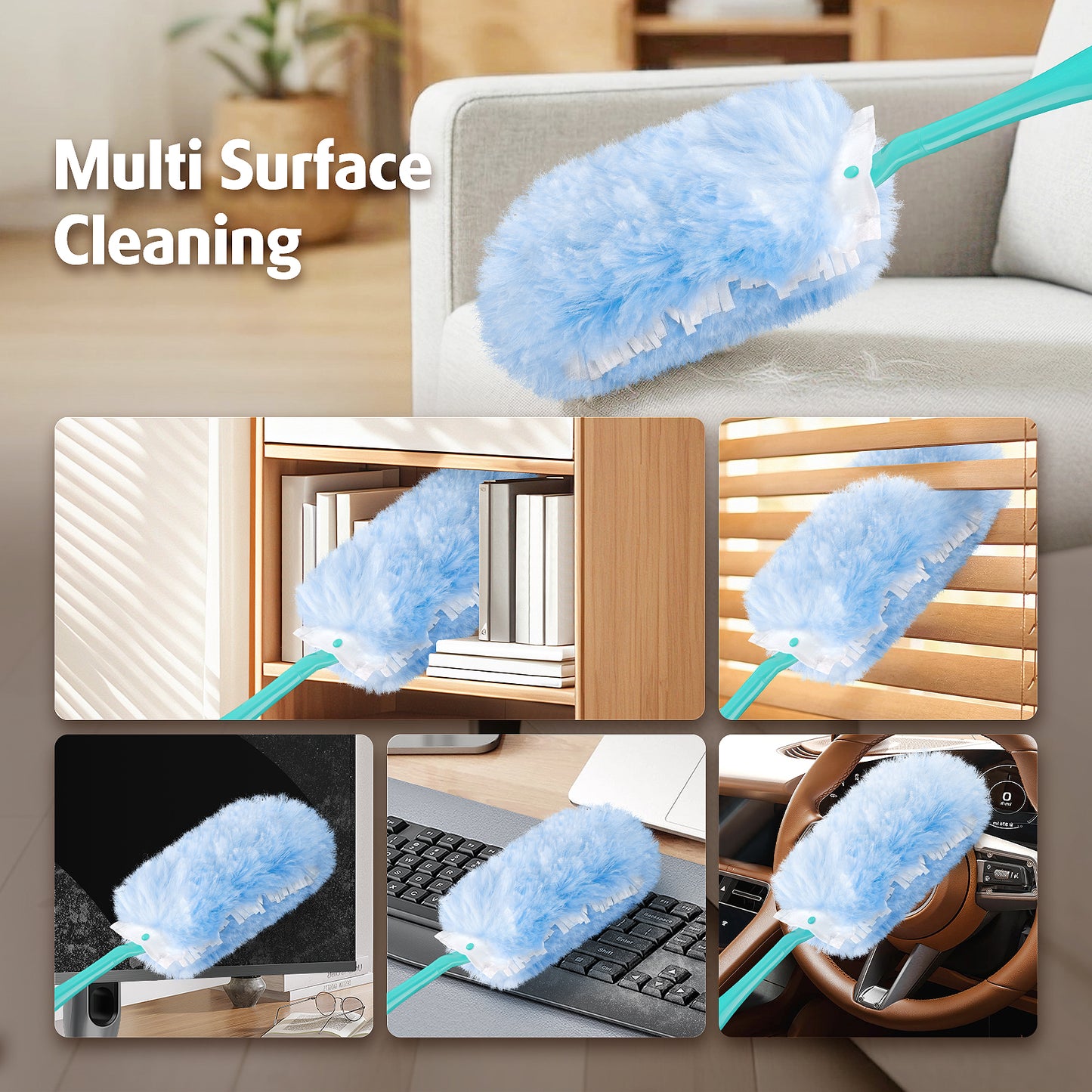 Duster Refill for Swiffer Duster, 30 Count Heavy Duty Duster Refills, Multi Surface 360 Duster + 1 Handle