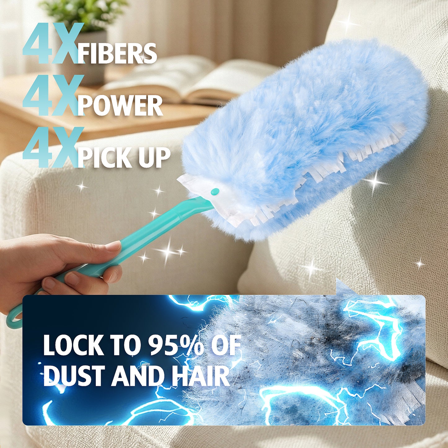 Duster Refill for Swiffer Duster, 30 Count Heavy Duty Duster Refills, Multi Surface 360 Duster + 1 Handle
