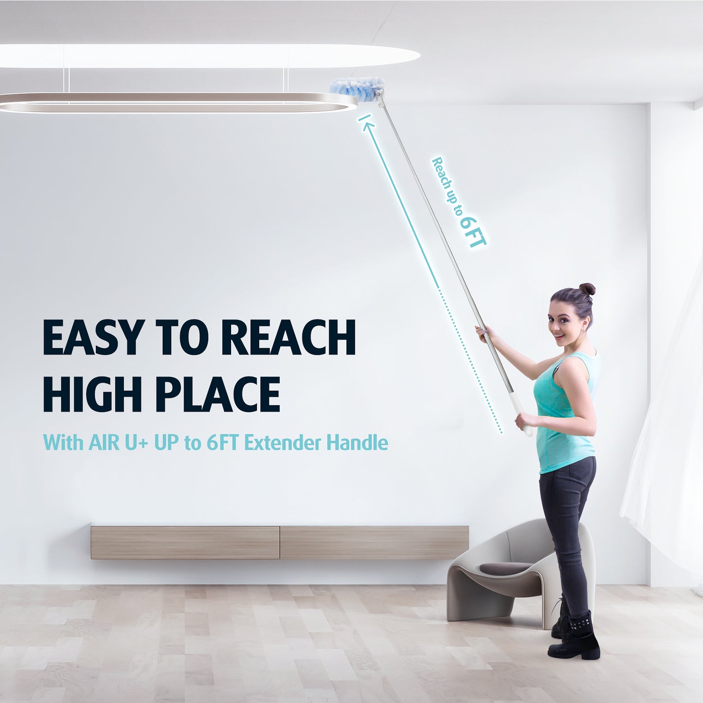 6ft Extendable Duster Handle with 40 Refills, Compatible with Swiffer Duster, Disposable Microfiber Dusting Pads for Home Cleaning, Ceiling, Fan, Window, Hard-to-Reach Areas