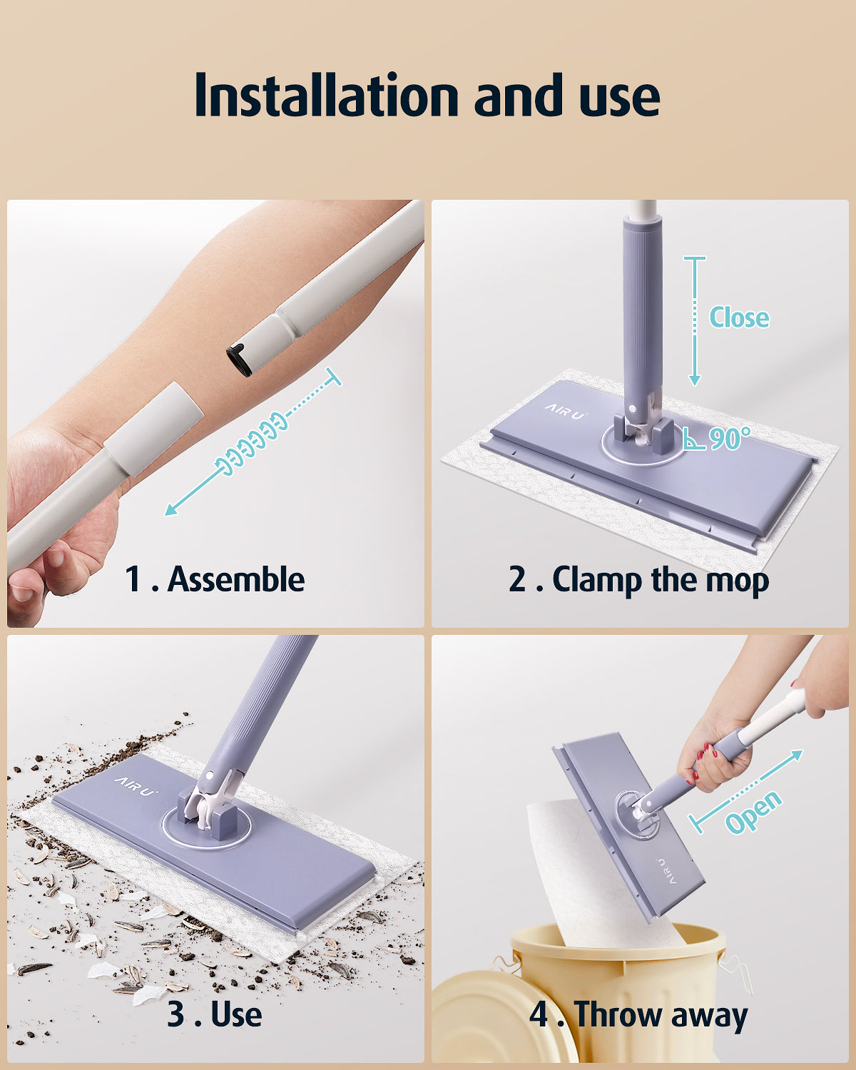 Upgraded Sweeper 2-in-1 Dry + Wet Floor Mopping and Sweeping Kit, Multi-Surface Kit for Floor Cleaning, Kit Includes 1 SWIFTMOP Sweeper, 24 Dry Sweeping Cloths