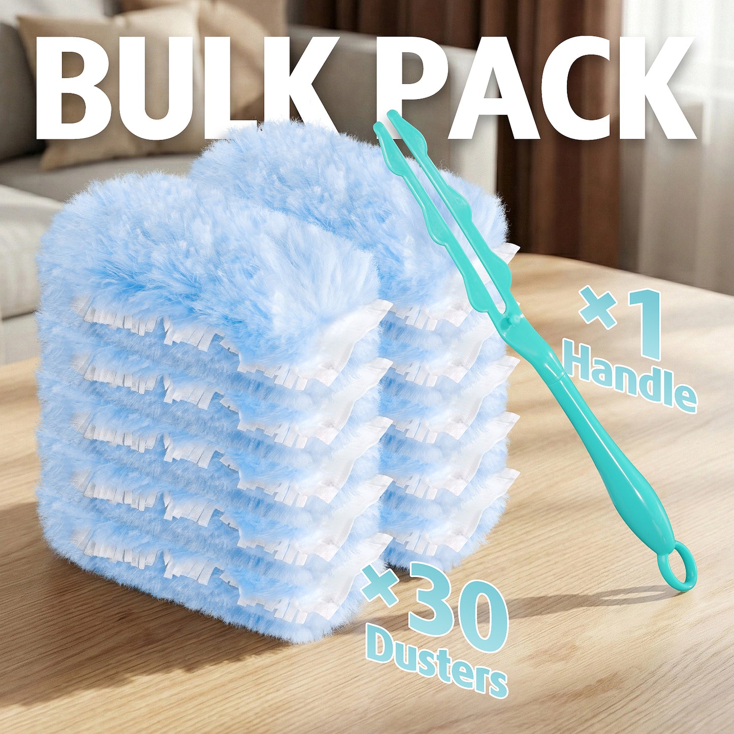 Duster Refill for Swiffer Duster, 30 Count Heavy Duty Duster Refills, Multi Surface 360 Duster + 1 Handle