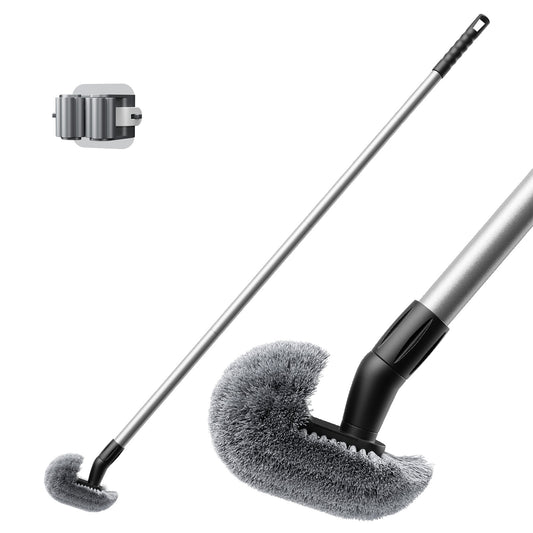 Toilet Bowl Brush with Long Handle, 23-42inch Adjustable 4-Section Aluminum Pole, Durable Nylon Bristles, No Bending Bathroom Cleaning Brush for Seniors, Pregnant Women, Back Pain Sufferers, Janitors