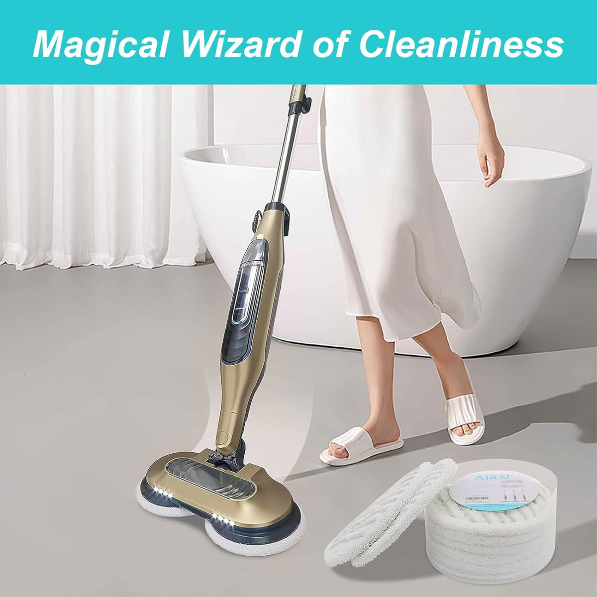 AIR U+ 16 Pack Steam Mop Replacement Pads for Shark Steam & Scrub Mop, Washable Steam Mop Pads for Sealed Floor, Compatible with Shark 8201 S8001 S7001 S7201 S7000 Steam Mop Replacement Parts
