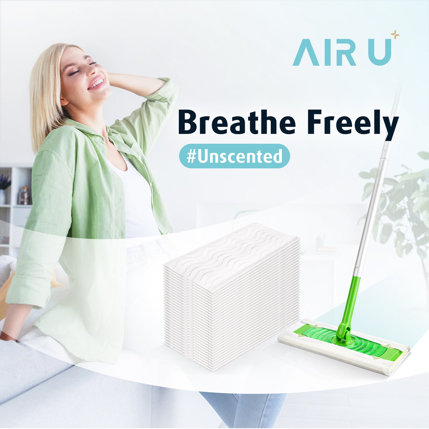 AIR U+ Upgraded Wet Mop Refills for Swiffer Sweeper Wet Pads, 60 Count