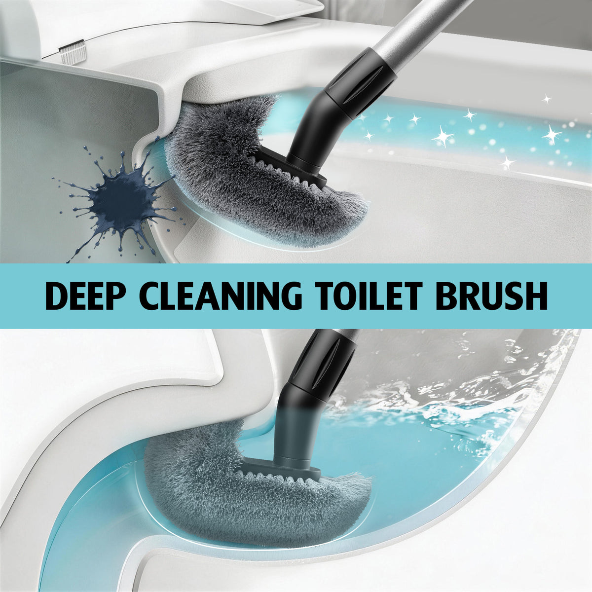 Toilet Bowl Brush with Long Handle, 23-42inch Adjustable 4-Section Aluminum Pole, Durable Nylon Bristles, No Bending Bathroom Cleaning Brush for Seniors, Pregnant Women, Back Pain Sufferers, Janitors