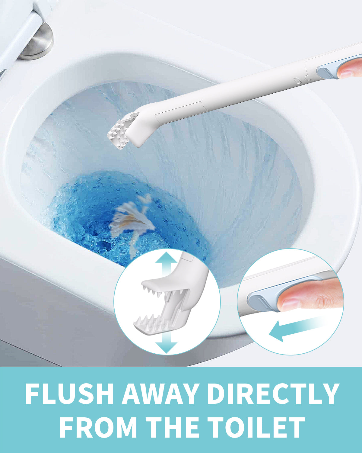 AIR U+ Disposable Toilet Brush Wand Starter Kit for Scrubbing Bubbles Flushable Refills, Wall Mount Toilet Cleaning System, 1 Toilet Wand + 24 Flushable Refills + 1 Automatic Visual Caddy