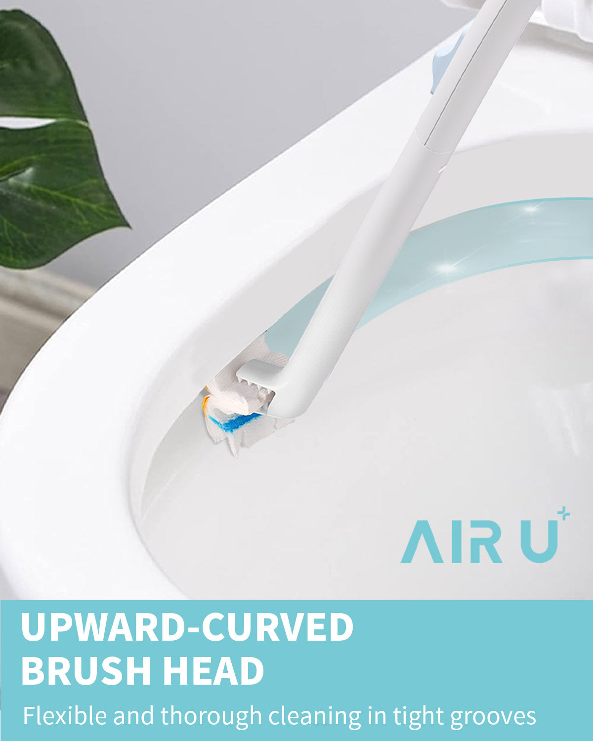 AIR U+ Disposable Toilet Brush Wand Starter Kit for Scrubbing Bubbles Flushable Refills, Wall Mount Toilet Cleaning System, 1 Toilet Wand + 24 Flushable Refills + 1 Automatic Visual Caddy