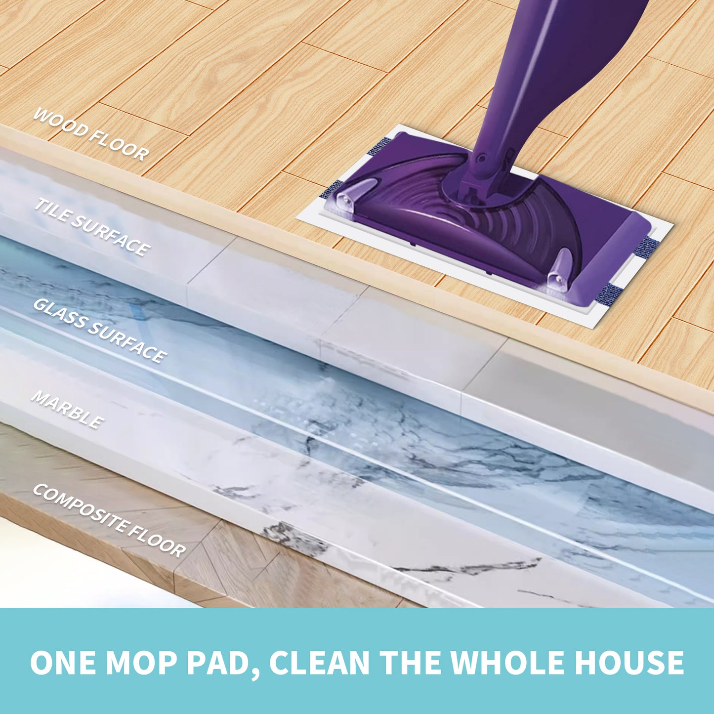 AIR U+ Disposable Mop Pad Refills for Swiffer Wet Jet Mops, Thickness and Absorbent, 60 Count