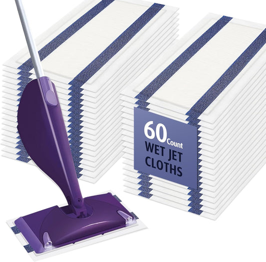 AIR U+ Disposable Mop Pad Refills for Swiffer Wet Jet Mops, Thickness and Absorbent, 60 Count