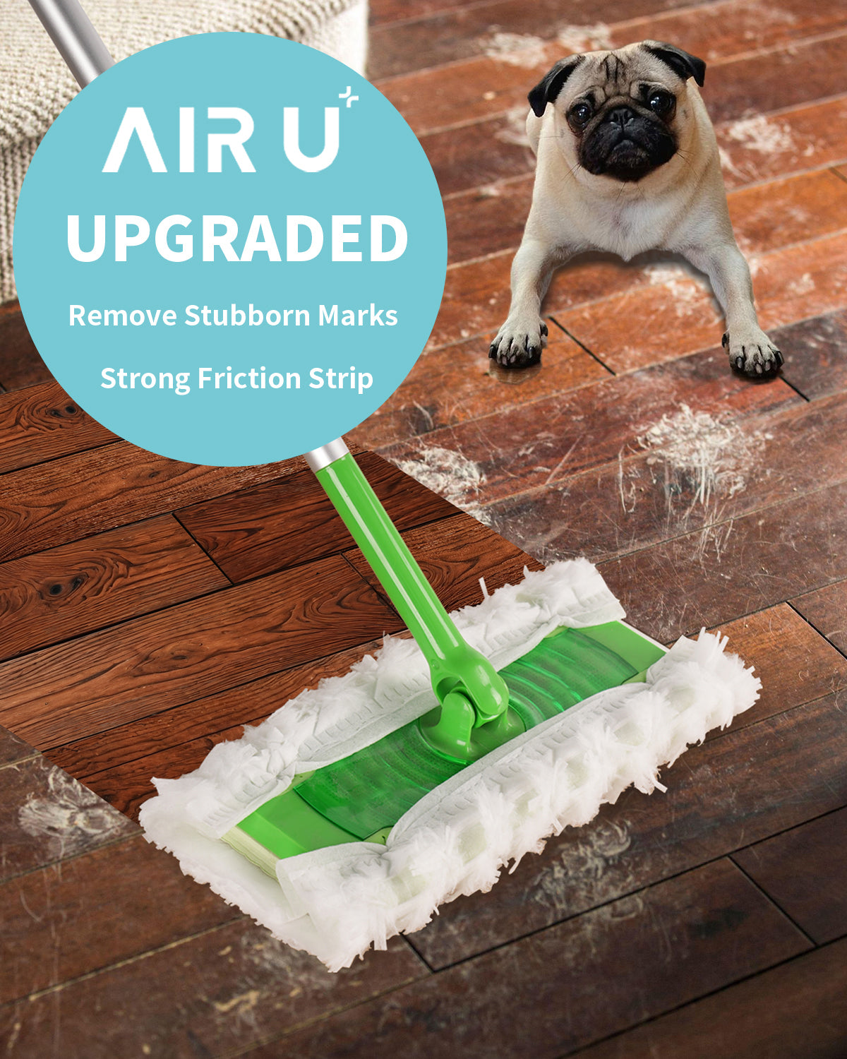 AIR U+ Dry Sweeping Cloth for Swiffer Sweeper mop, Heavy Duty Pet Floor Cleaning Dry Pads Refill, Thicken and Scrub, 30 Count