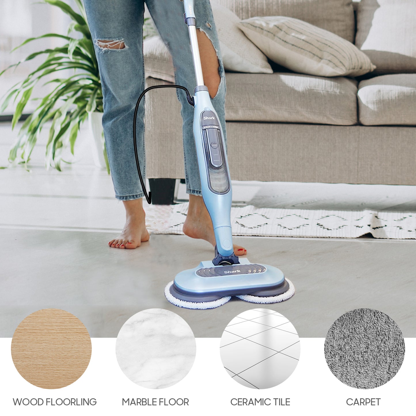 Upgraded 8 Pack Replacement Steam Mop Pads Kit Compatible with Shark S7001 S8001 S8201 S7201 S7000AMZ S7000 S7005 S7020 S7001C Series Steam & Scrub All-in-One Hard Floor Steam Mop