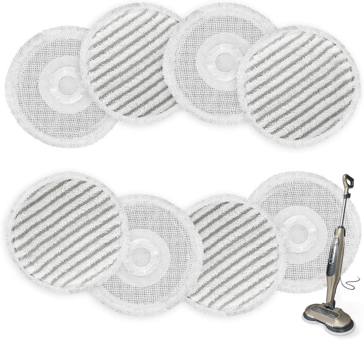 AIR U+ 8 Pack Replacement Steam Mop Pads for Shark S7001 S8001 S8201 S7201 S7000AMZ S7000 S7005 S7020 S7001C Steam Mop, Steam & Scrub All-in-One Scrubbing and Sanitizing, Dirt Grip Scrub Washable Pad