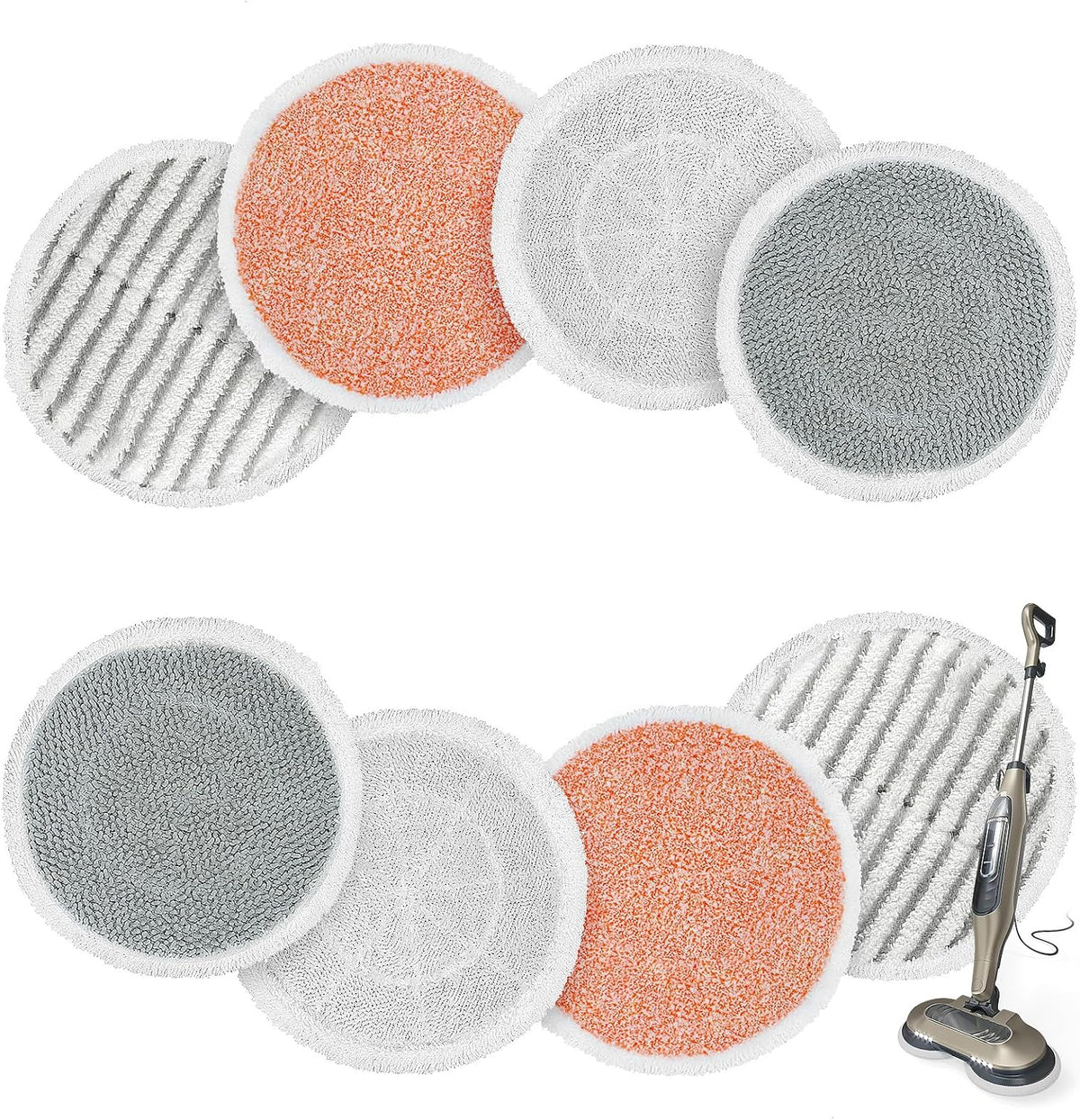 Upgraded 8 Pack Replacement Steam Mop Pads Kit Compatible with Shark S7001 S8001 S8201 S7201 S7000AMZ S7000 S7005 S7020 S7001C Series Steam & Scrub All-in-One Hard Floor Steam Mop