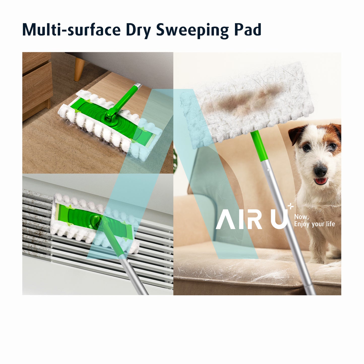 AIR U+ Dry Mop Pads for Swiffer Sweeper Heavy Duty Pet Sweeping Refills Cloths Cleaning Hardwood Floor Dust and Hair, Disposable, Unscented, 30 Count