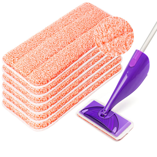 Power Scrubbing Reusable Mop Pads for Swiffer WetJet Mops (6 Pack), Wet Jet Refills, Washable Microfiber Mop Pads for Floor Cleaning Wet Dry Use